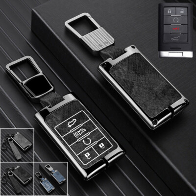 Zinc Alloy Leather Car Key Fob Case Cover Bag For Chevrolet Corvette C7 2014+