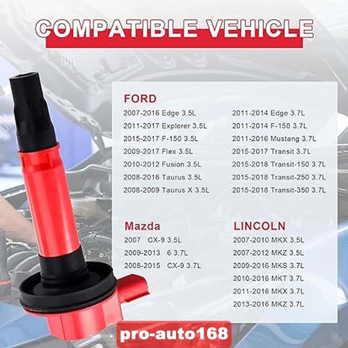6 Pack High Performance Ignition Coil For Mazda 6 2009-2013 /CX-9 2008-2018 3.7L - Picture 7 of 15