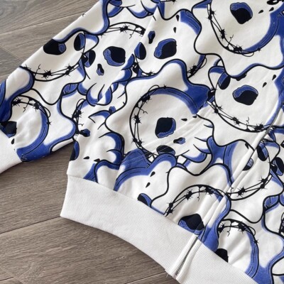Glo Style Gang The Glory Full Zip Hoodie Blue cartoon print Men's