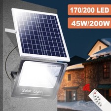 Outdoor Waterproof Flood Light Solar Dusk Dawn LED Road Lamp+Solar Panel+Remote