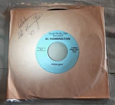 Al Harrington 45 Dream Away / I Want a Daddy For Christmas SIGNED SLEEVE