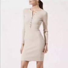 ASTR THE LABEL Dress Beige (Oatmeal) Henley Bodycon Women’s Size M