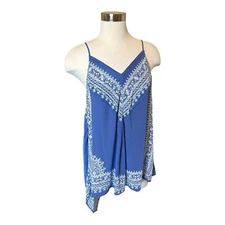 T25 John Mark Silk Bandana Printed Assymetrical Silk Tank Top Sz L