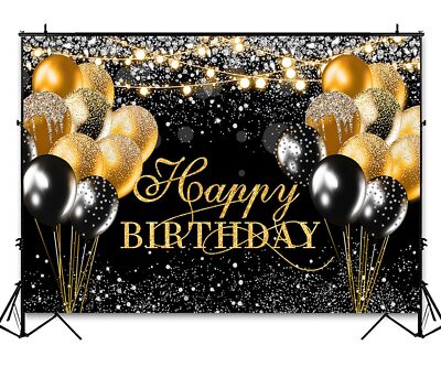 Black & Gold Glitter Happy Birthday Banner – Large Hanging Letters For Party Backdrop Decor - View #3
