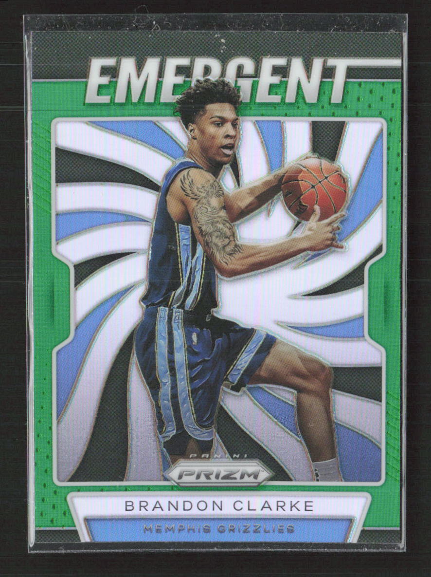 2019-20 Panini Prizm #28 Brandon Clarke Emergent Green Memphis Grizzlies (Q)