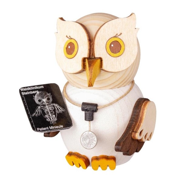 Eule Arzt 7Cm Erzgebirge Holzfigur Kuhnert Mini Eule Mediziner Geschenk Deko-image