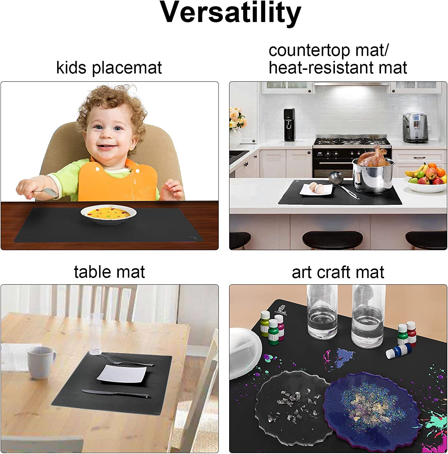 Thick Silicone Counter Mat Large , Heat Resistant Mat for Kitchen , New