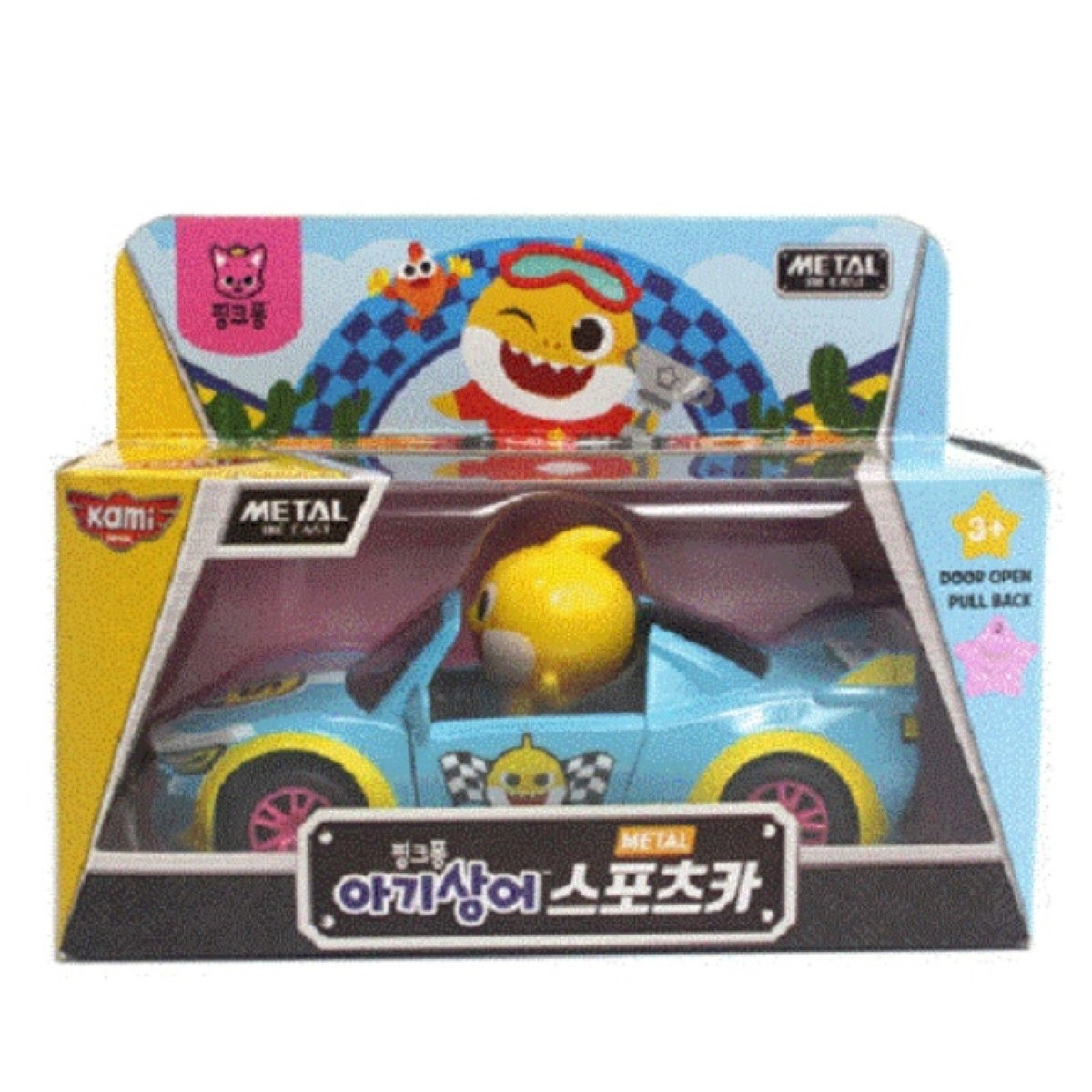Pinkfong Baby Shark Sports Car Pull Back Door Open Diecast
