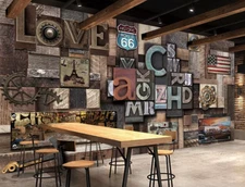 3D Retro Letter Style K11888 Wallpaper Mural Self-adhesive Removable Sticker Kay