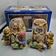 Vintage bookends Grandma and Grandpa Teddy Bear and Cubs 