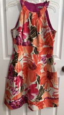 Eliza J Women’s Size 10 Dress Floral Halter Fit & Flare Fully Lined Back Zip EUC