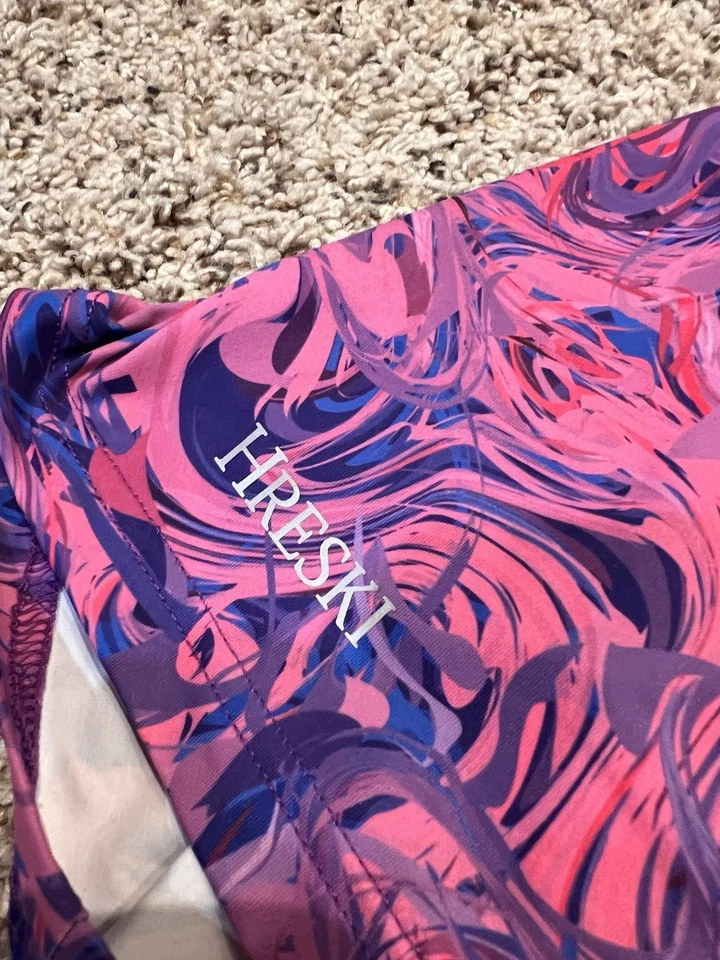 Unique Hreski Golf Shirt Pink Paint Splash Psychedelic Athletic Polo Size Large - Image 4 of 4