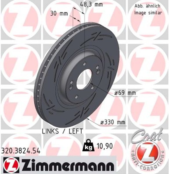 1X Zimmermann Bremsscheibe Black Z 320.3824.54 FüR KIA Optima JF Sportswagon Gdi-image