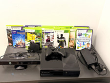 Microsoft Xbox 360 E Black Console Bundle Kinect Sensor Controller PSU Games