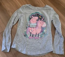 Peppa Pig Girls 5 Unicorn Glitter Graphic Tee Shirt Top 5 Jumping Beans 