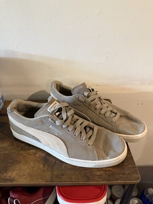 PUMA Gray Suede Lace Up Low Top Athletic Sneakers Men