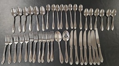 Lot Of 41 Heritage Mint SAFRANO 18/10 Stainless Flatware Silverware Fork Spoon