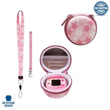 Pink Tamagotchi Protective Carrying Case with Lanyard  Mesh Pocket