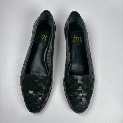 VTG Thom McAn Forest Green Woven Leather Slip-On Flats Women's Brazilian size 48