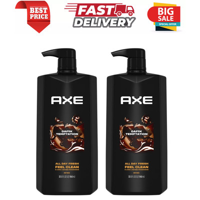 Axe Dark Temptation Refreshing Long Lasting Body Wash, Dark Chocolate, 2 Pack