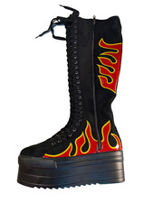 Lamoda 'Burning Up' Knee High Platform Shoe/Boot size 9 Ladie's Flames