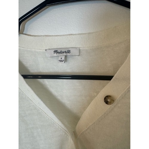 Madewell Leinenmischung Cropped Strickjacke Elfenbein Knopfleiste Größe S - Bild 4 von 6