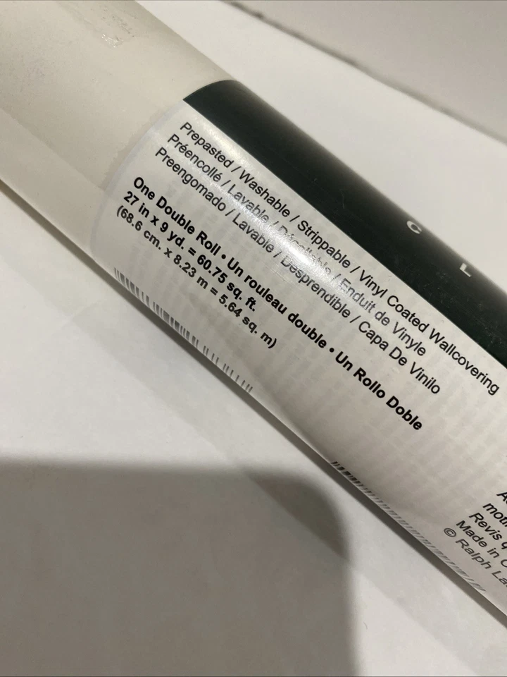 Vtg. Ralph Lauren Wallpaper Yellow & White Stripe Double Roll 60 sqft 24” - Image 4 of 4