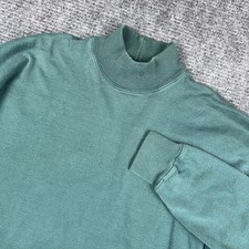 Vintage LL Bean Shirt Mens XL Heavy Cotton Mock Neck 90s Made in USA Green