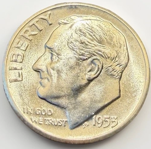 1953 S Roosevelt Dime Silver 10c Mint Error Coin FS-901 Rare Acorn Variety Unc