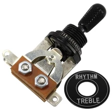 3 Way Toggle Switch with Metal Tip and Rhythm Treble Plate for Les Paul Black