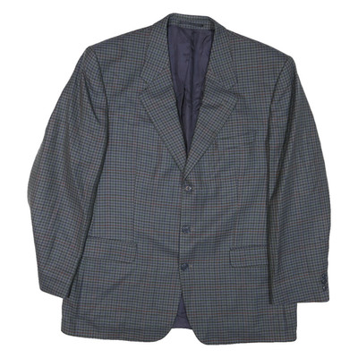 Herren Blazer grau & blau kariert maßgeschneidert XL Polyestermischung gewebt Knopf Jacke