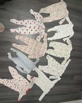 9 x Baby Mädchen Schlafanzüge Babygrows Paket Restposten 3-6 Monate George Tu M&S