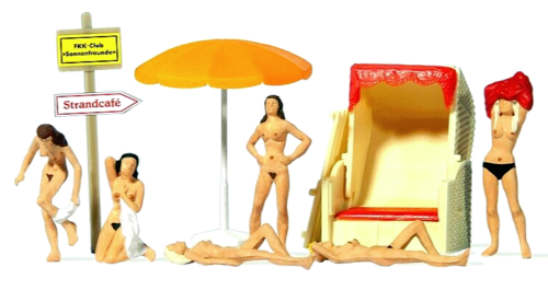 Preiser 10107 Nudistes et accessoires de plage - Echelle HO (1/87