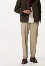 Uniqlo Ultra Stretch Pants Tan Slight Taper Elastic Waist Mens Large