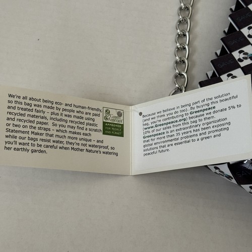 Half the Sky by Rebagz Purse Bag Chain Recycled Material Save Panda Bear - Picture 8 of 12