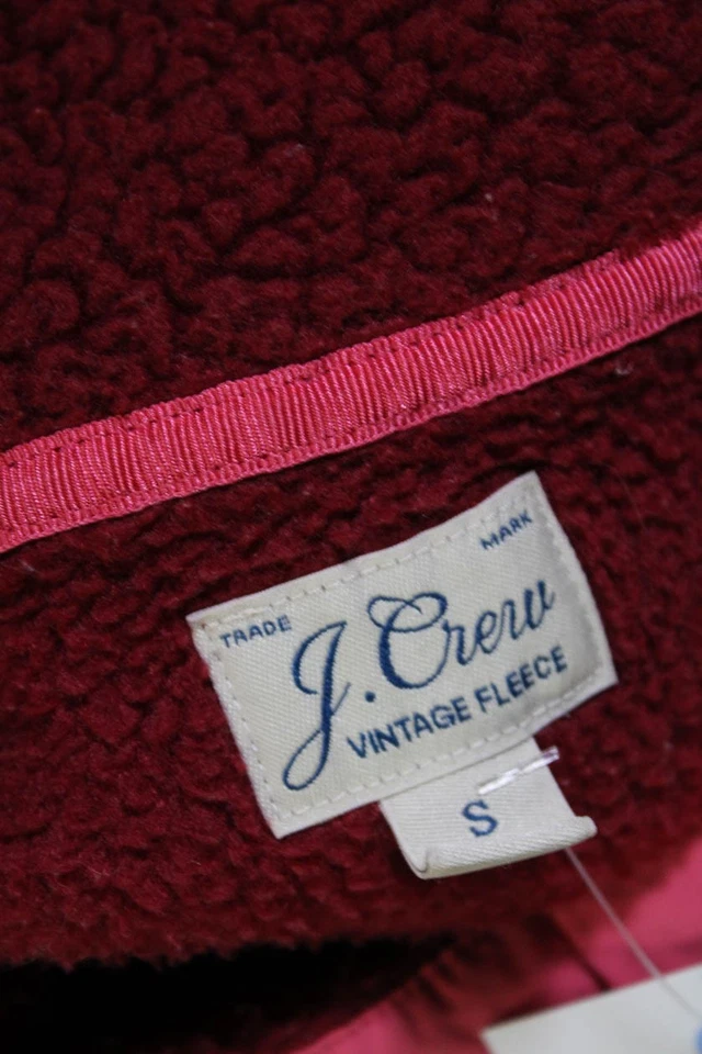 Chaqueta J Crew Mujer Vintage Polar Rojo Imitación Piel Media Cremallera Manga Larga Talla S Foto 4 de 4