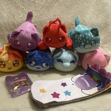 Aphmau MeeMeows 6-inch Plush Stuffed Cats, Ocean Cats, Lot of 7 With Bonus