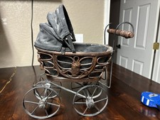 VTG Wicker, Rattan, Metal Baby Doll Buggy Stroller Carriage Victorian