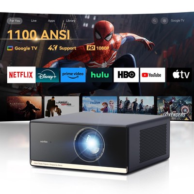 [Google TV & 1100 ANSI] 4K Projector with WiFi and Bluetooth, X5 Pro Home Out...