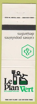 Matchbook Cover - Le Plan Vert De La Caisse Populaire