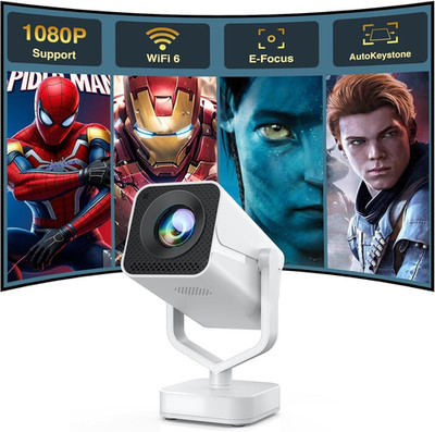 Tragbarer Mini Projektor mit Wifi 6 und Bluetooth 5.2, 1080P 4K Unterstützung, 200 Lum