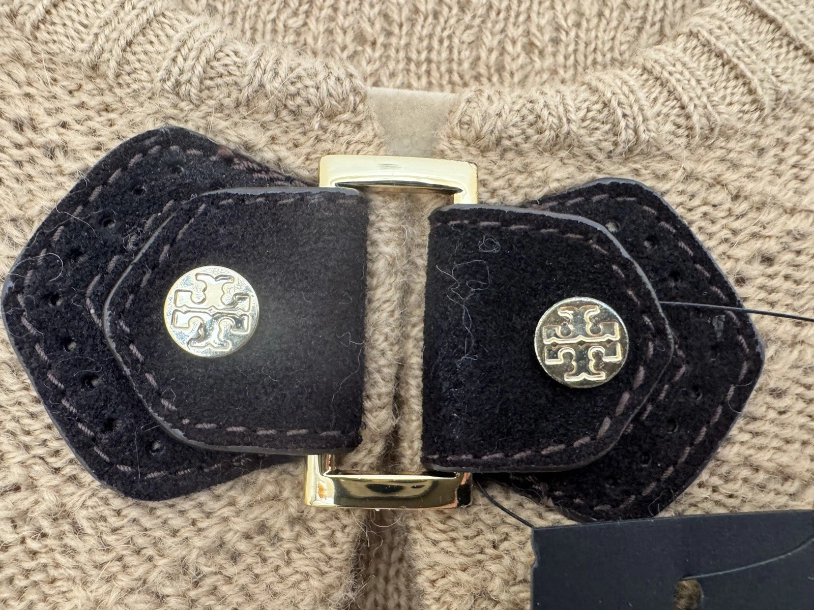 Splendida tunica Tory Burch in maglia misto lana e alpaca marrone taglia: small