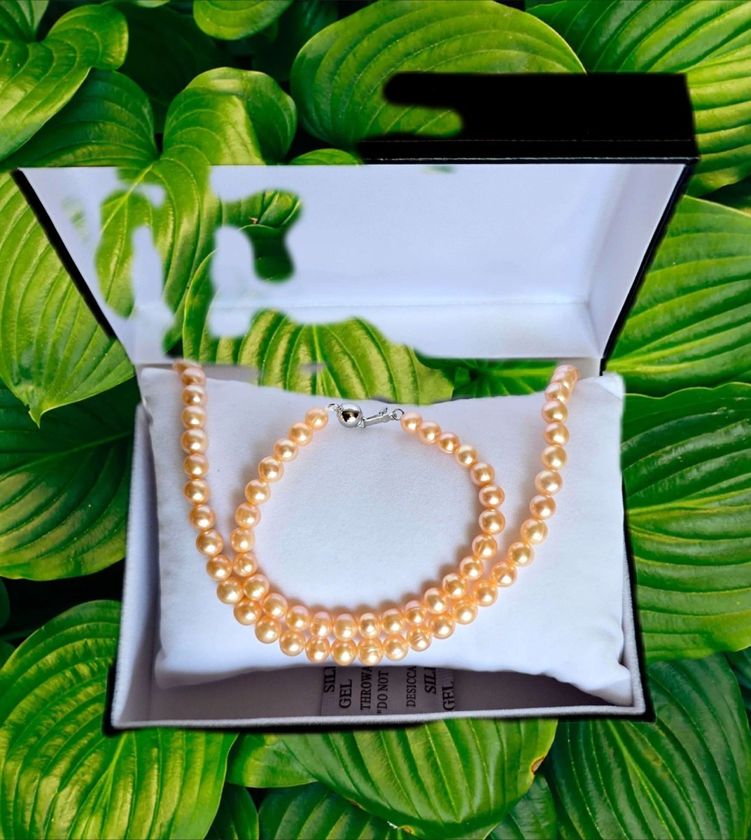 One Strand-Classic Style 7mm Bahraini Pink Pearl 18kGP Necklace