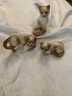 Vintage Trio Of Green Eyed Siamese Cat Ceramic — photo 1
