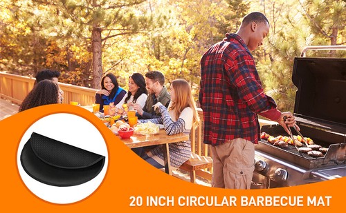 1x Black Under Grill Mat BBQ Pad Protect Decks and Patios Fire/Oil/ Waterproof - Picture 4 of 13