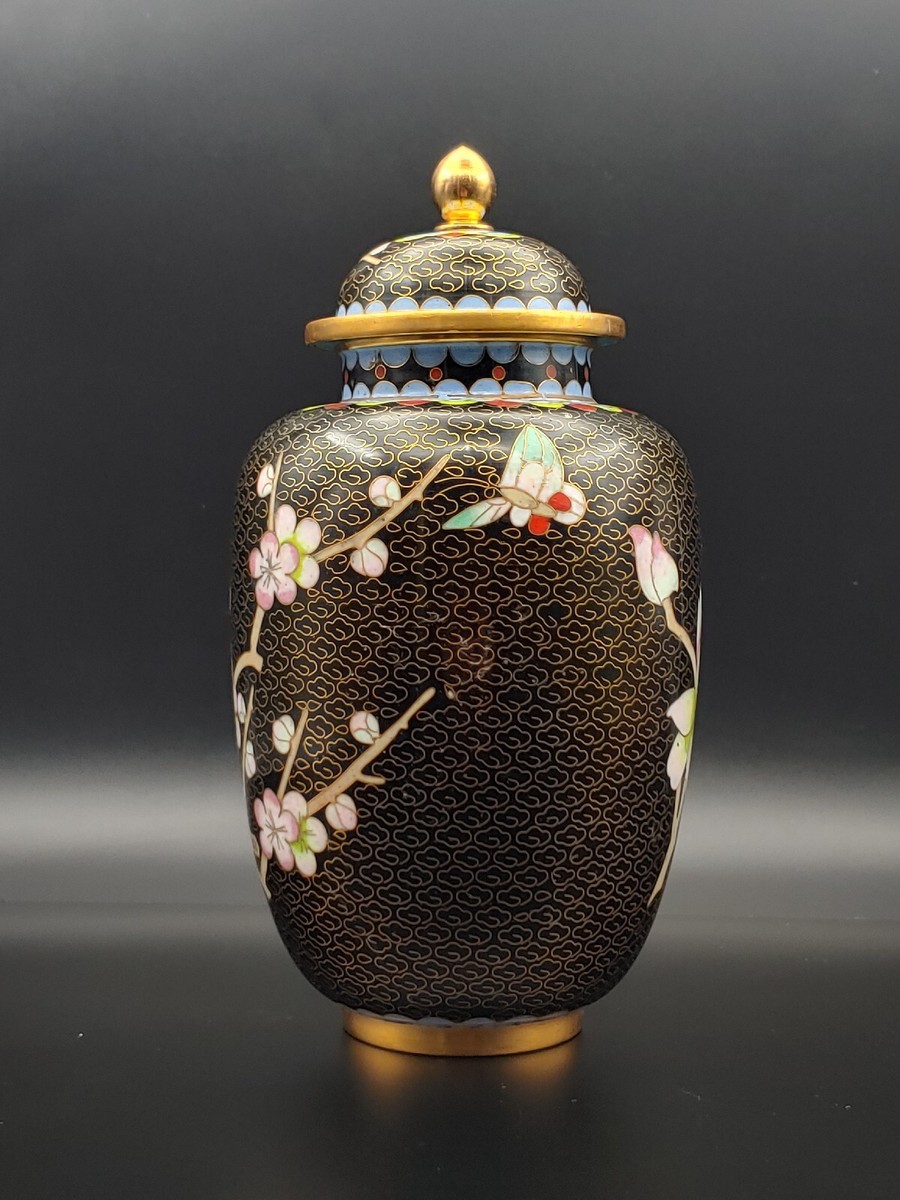 景泰蓝珐琅彩梅花将军罐Pair Vintage Chinese Cloisonne Enamel Plum