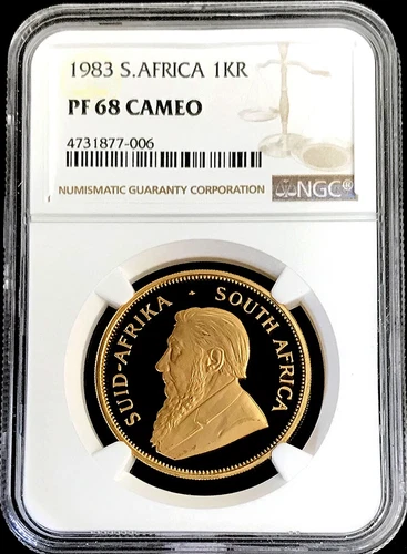 1983 GOLD SOUTH AFRICA KRUGERRAND 1 OZ COIN NGC PROOF 68 CAMEO