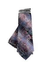 Stacy Adams Men's Tie & Hanky Charcoal Gray Pink Silver Powder Blue 3.25" Wide
