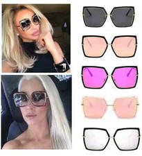 Oversized Square Sunglasses Women Color Mirror Coating Shades Fashion 