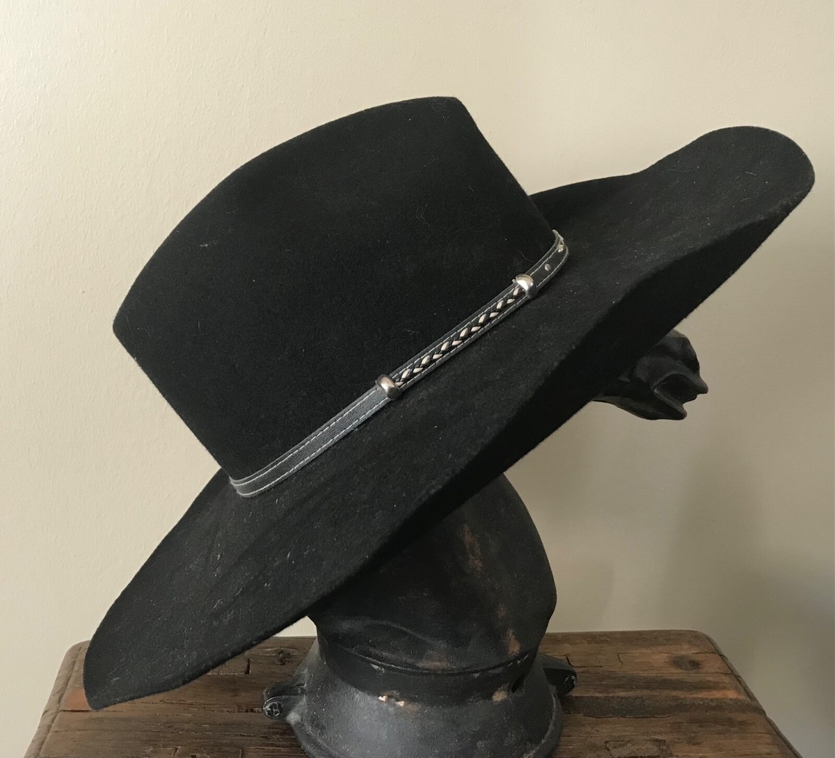 Stallion Stetsonフェルトハット Vintage Stallion by Stetson XX Wool Cowboy Hat ~ Black ~ 7